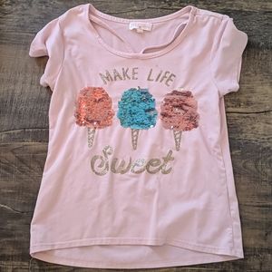 Light pink t-shirt, 'POOF GIRL', size large kids
